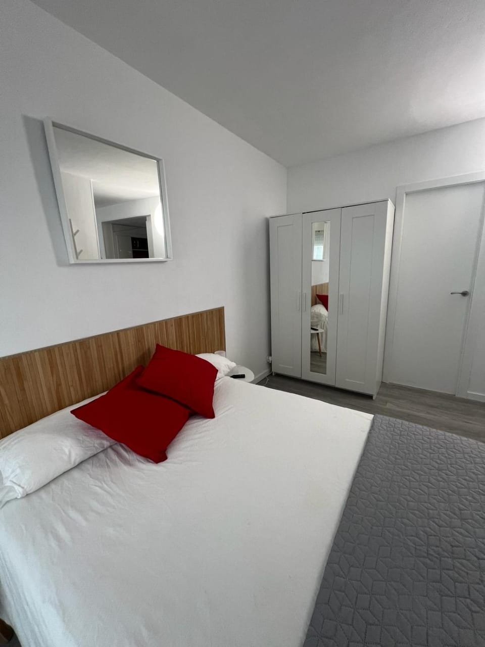 Bed, wardrobe