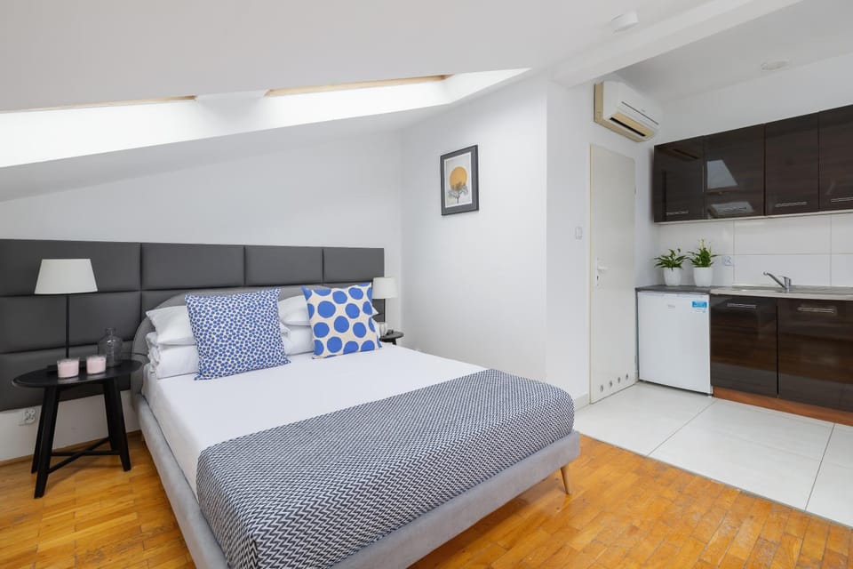 Bed, Kitchen or kitchenette, Photo of the whole room, Bedroom, stove, kitchen, air conditioner