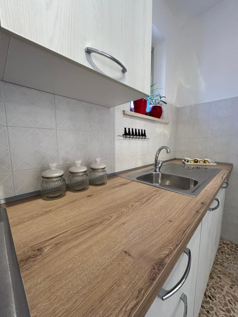 Kitchen or kitchenette, stove