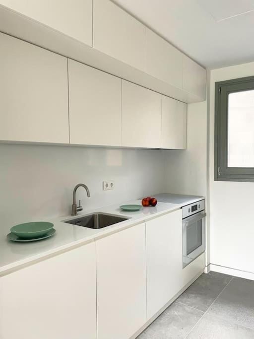 Kitchen or kitchenette, stove