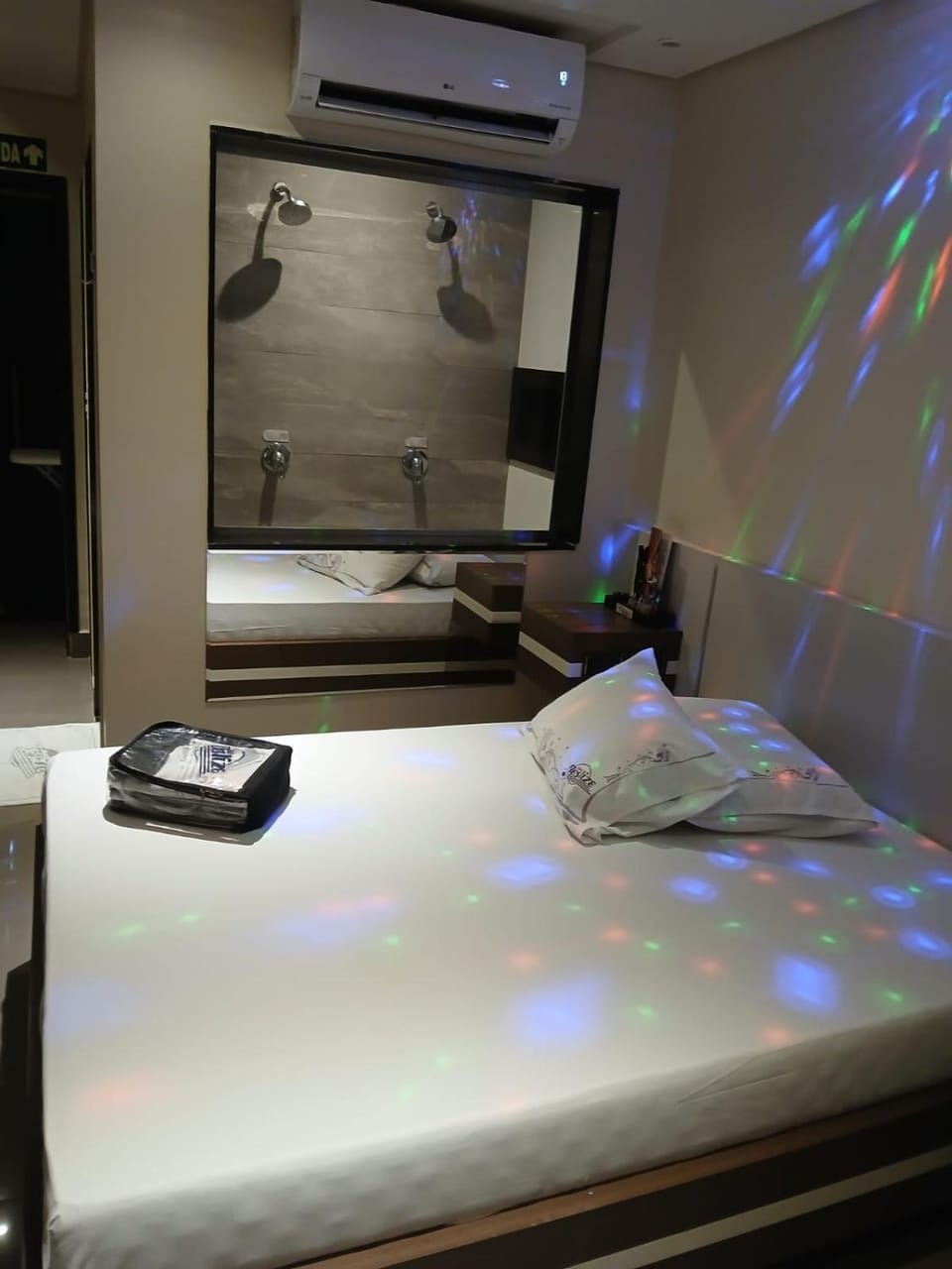 Shower, Bed, Bathroom, Bedroom, air conditioner