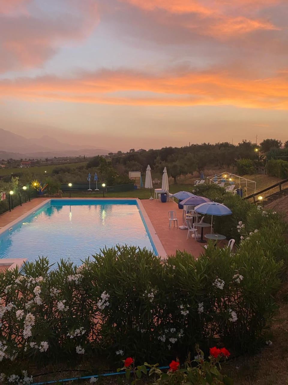 Swimming pool, Sunset