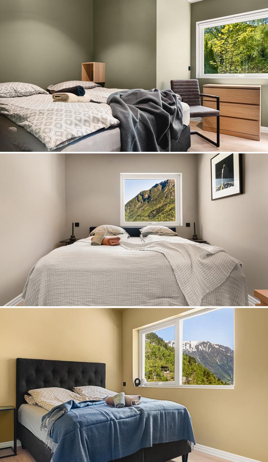 Bed, Natural landscape, Bedroom, Mountain view
