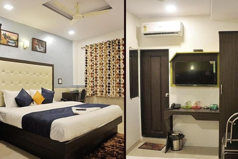 Bed, TV and multimedia, Photo of the whole room, Bedroom, fireplace, air conditioner