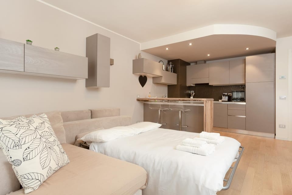 Bed, Kitchen or kitchenette, Living room, Photo of the whole room, Seating area, Bedroom, minibar, pet friendly, stove, towels