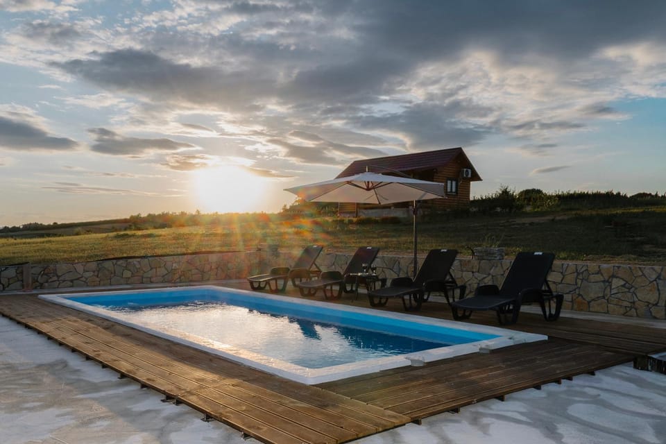 Natural landscape, Pool view, Swimming pool, Swimming pool, Sunset, sunbed