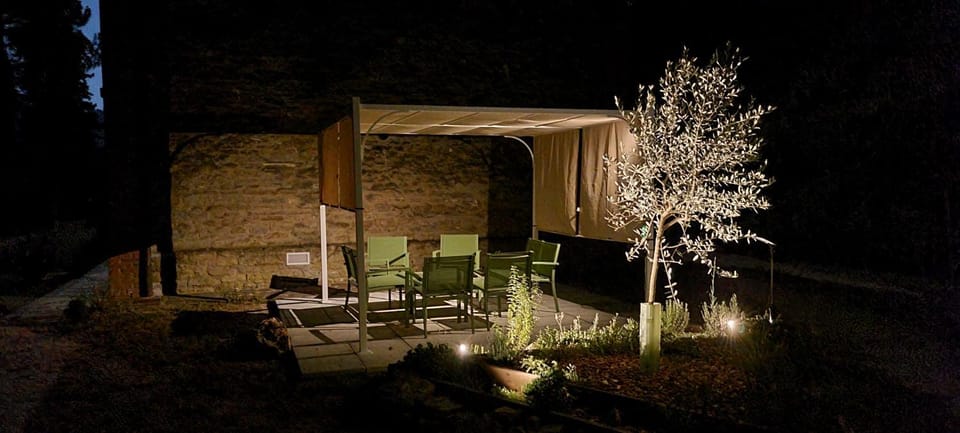 Patio, Night, Seating area, Garden view