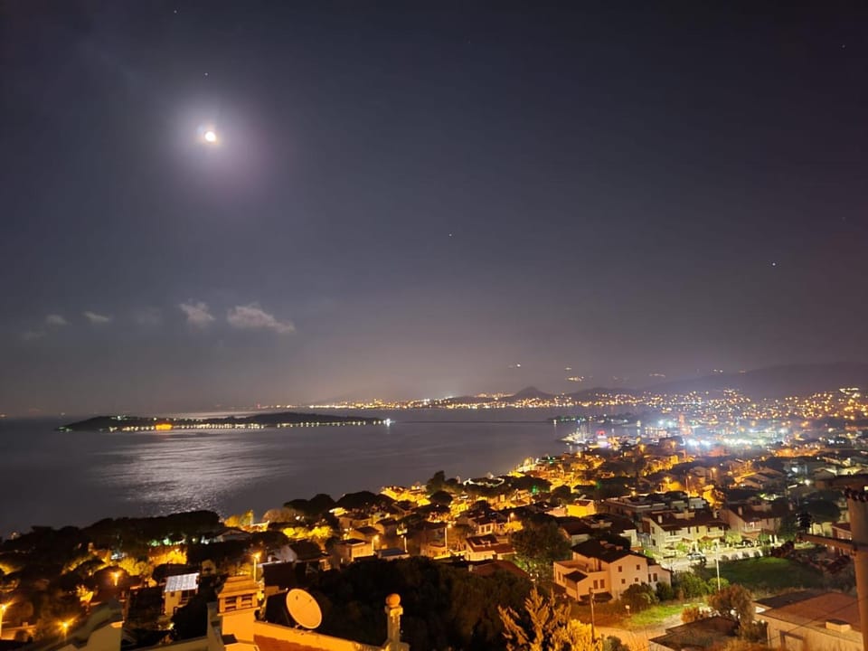 Night, City view, Sea view