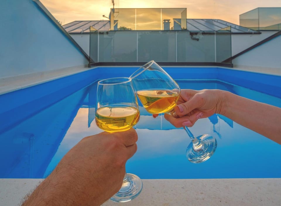 Pool view, Swimming pool, Sunset