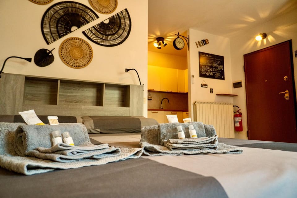 Bed, TV and multimedia, View (from property/room), Kitchen or kitchenette, Living room, Photo of the whole room, Decorative detail, Decorative detail, Seating area, Bedroom, furniture, locker, locker, towels, wardrobe, air conditioner, air conditioner