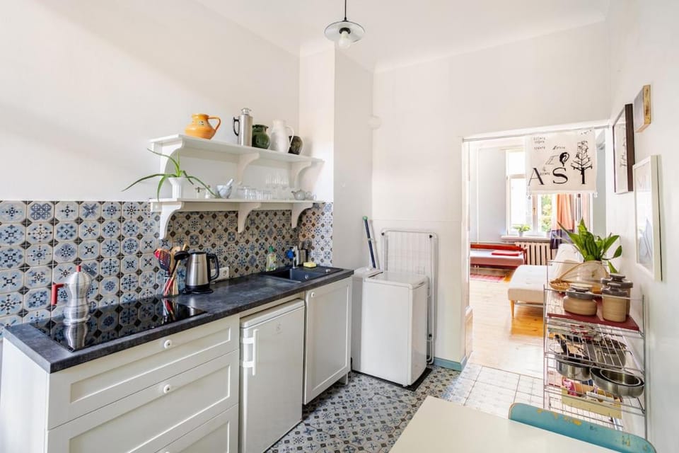 Kitchen or kitchenette, stove