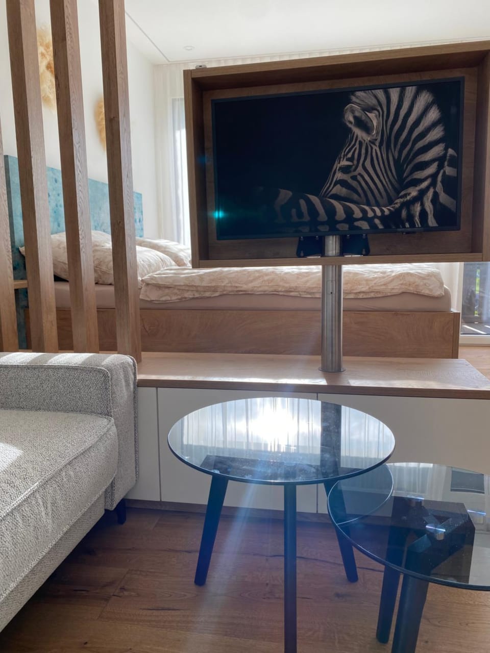 Bed, TV and multimedia, Living room, Photo of the whole room, Seating area