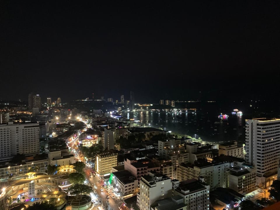 Night, Bird's eye view, City view, Sea view