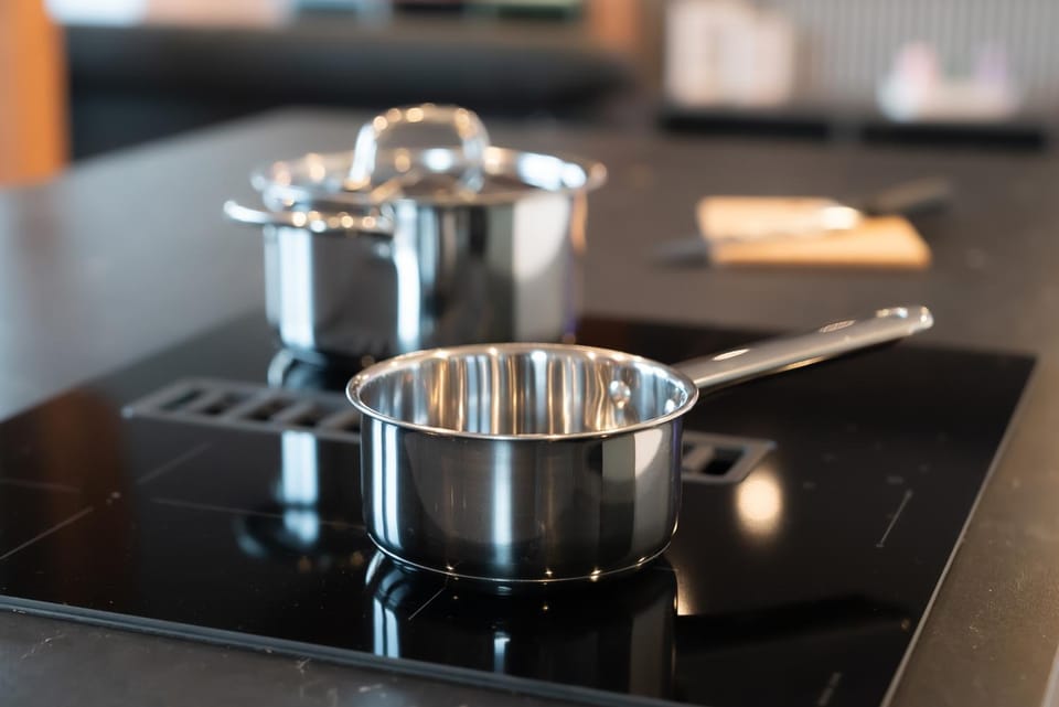 Kitchen or kitchenette, stove