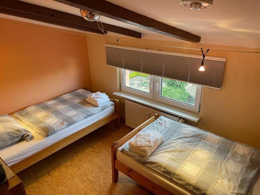 Bed, Photo of the whole room, Bedroom, towels