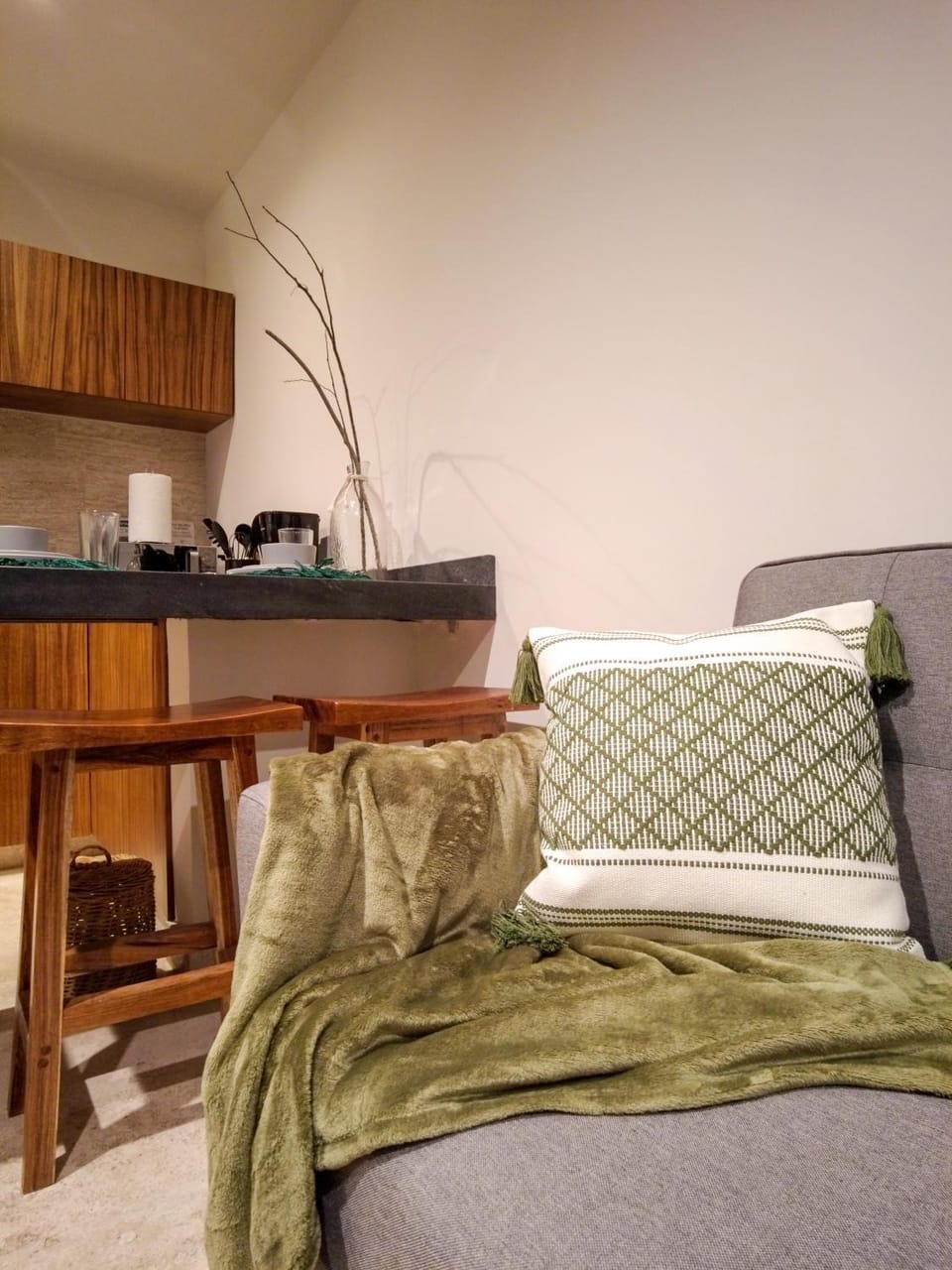 Kitchen or kitchenette, Living room, Seating area