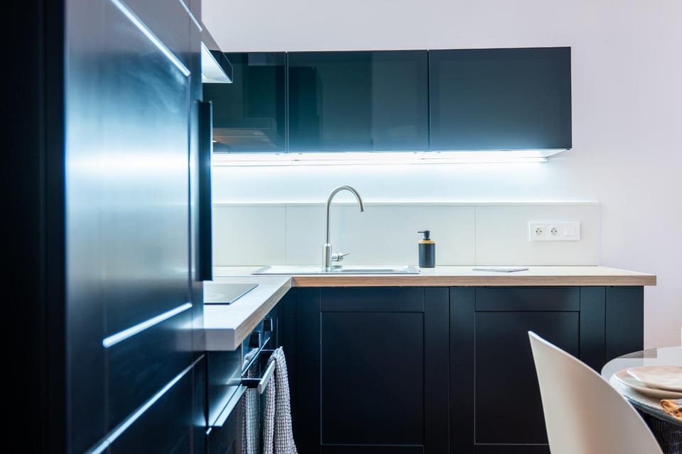 Kitchen or kitchenette, oven, stove