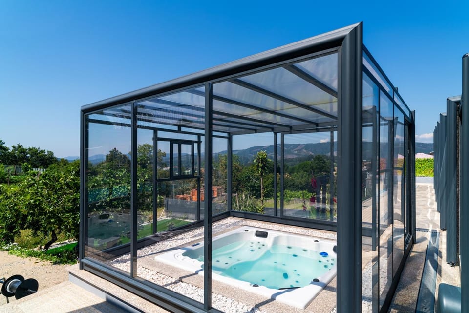 Property building, Living room, Swimming pool