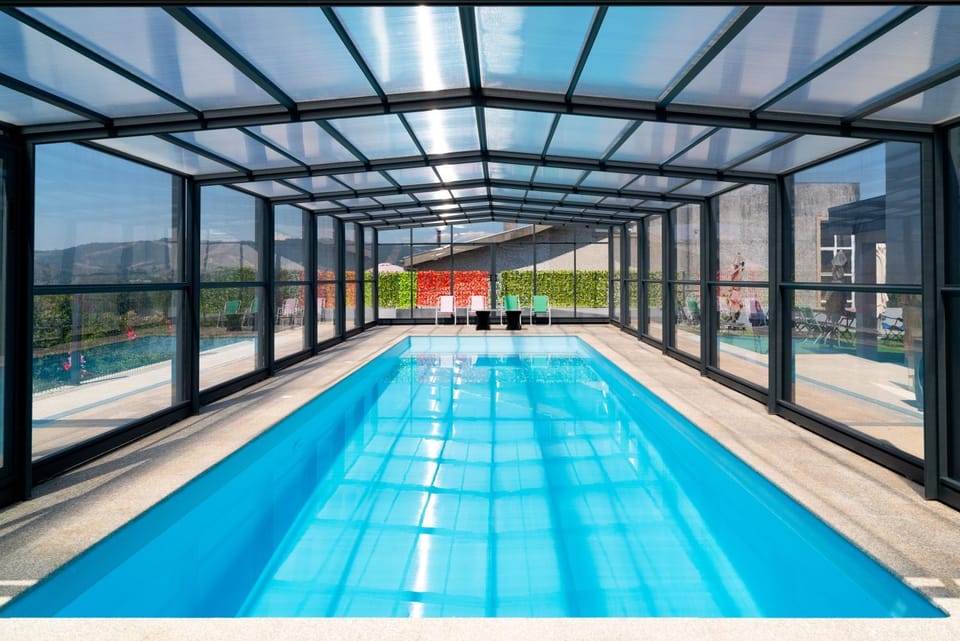 Property building, Living room, Swimming pool