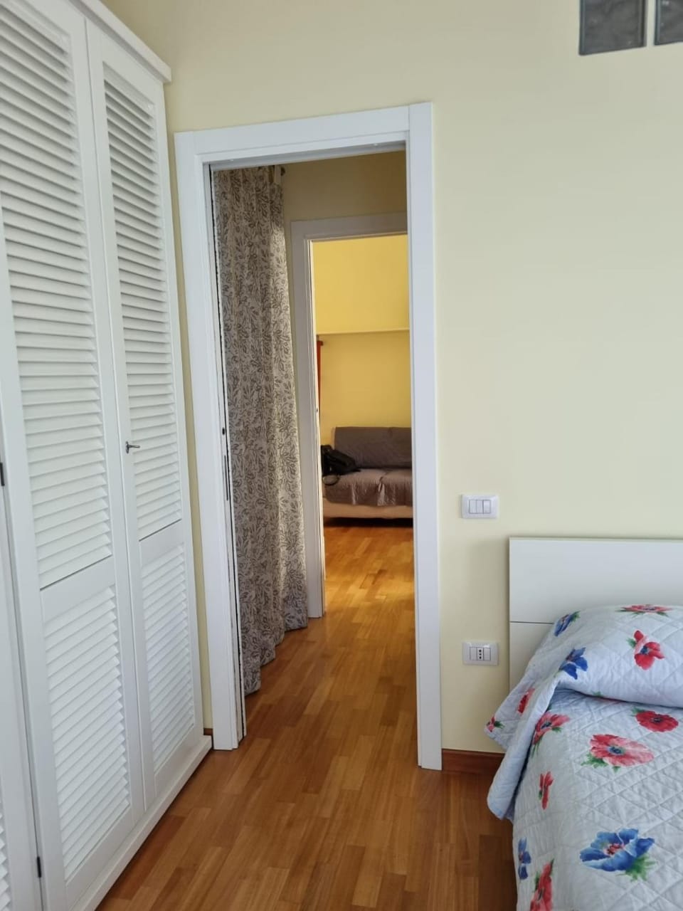 Bed, wardrobe