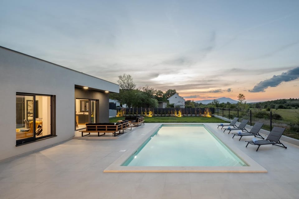 Pool view, Sunset