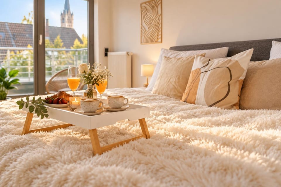Bed, Food and drinks, Bedroom