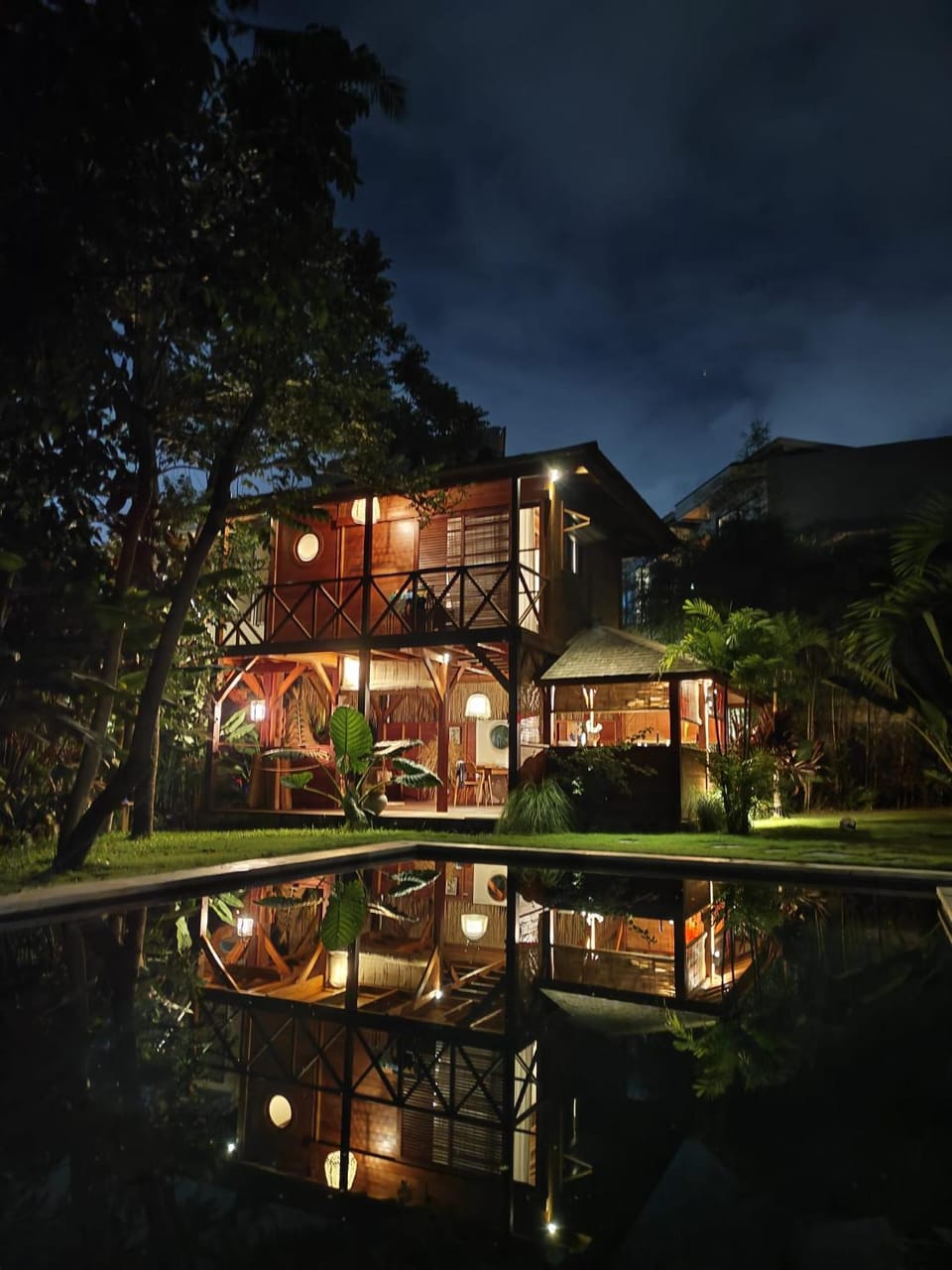 Property building, Night, Pool view, Swimming pool