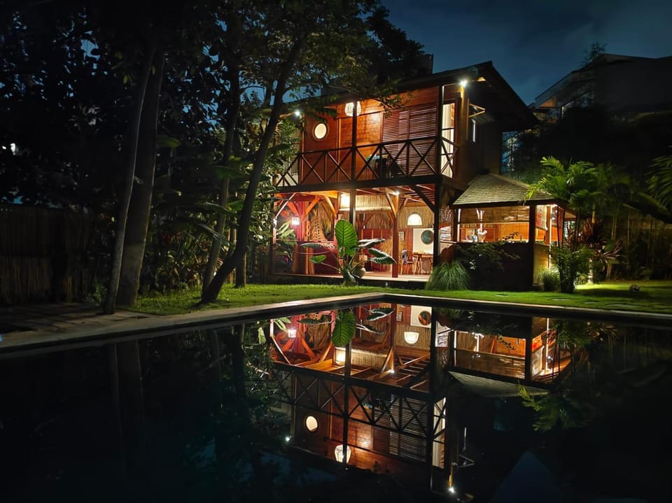Property building, Night, Pool view, Swimming pool