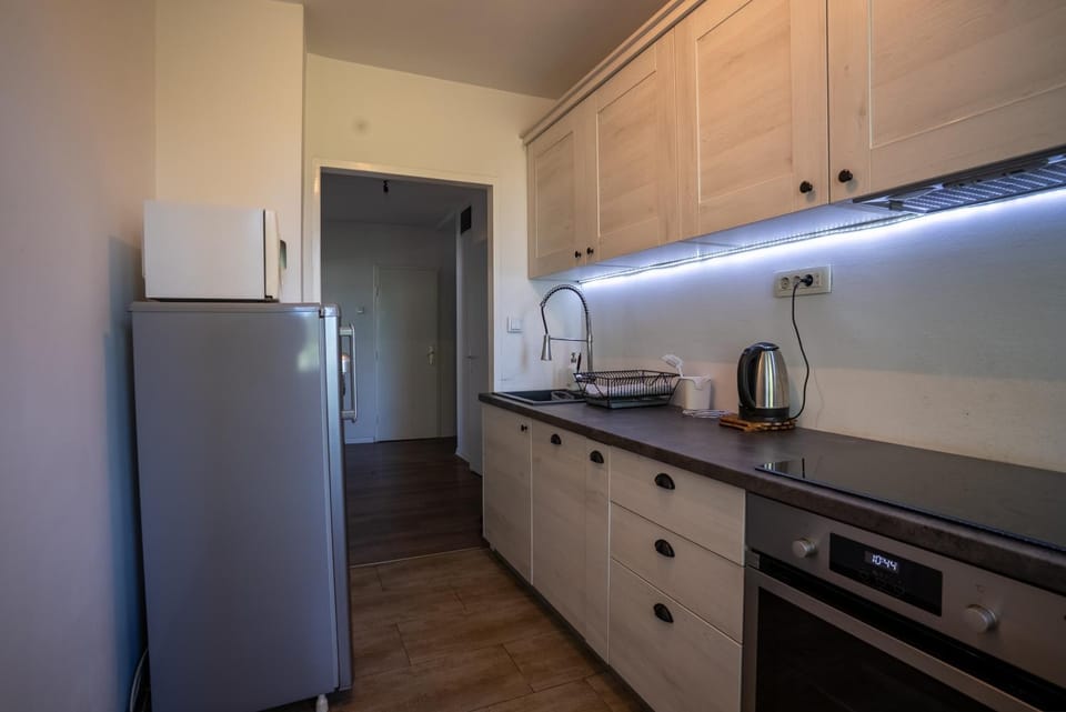 Kitchen or kitchenette, oven, stove