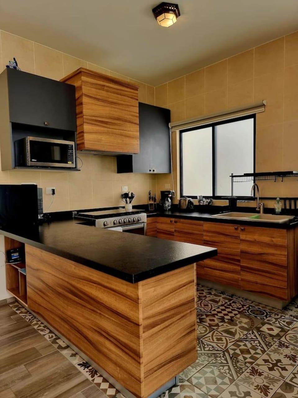 Kitchen or kitchenette, oven, stove