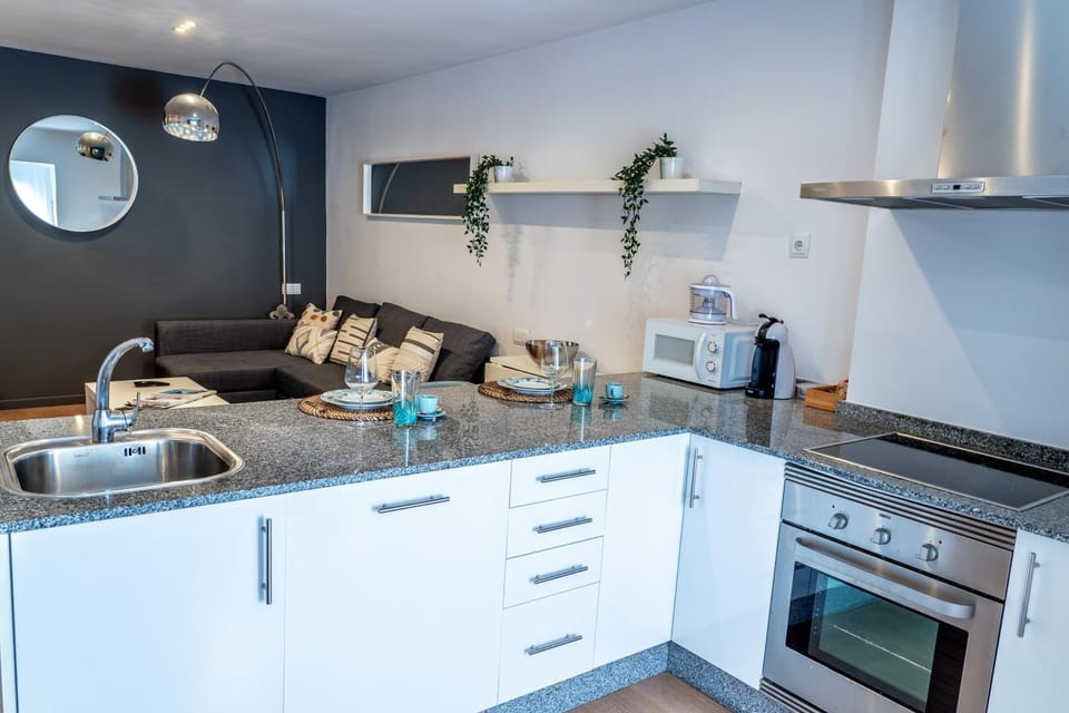 Kitchen or kitchenette, oven, stove