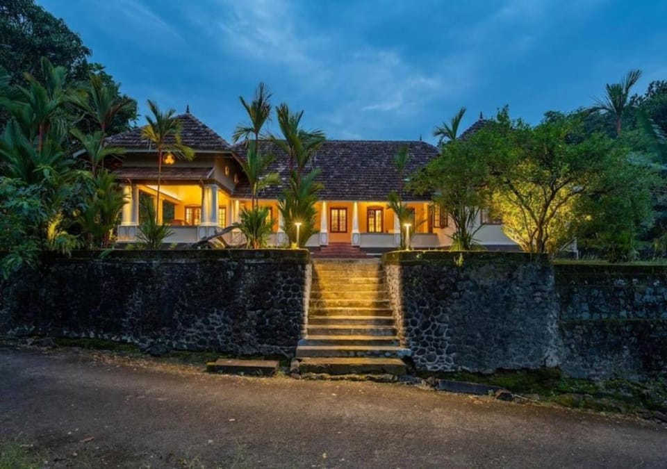 Property building, Night, Garden
