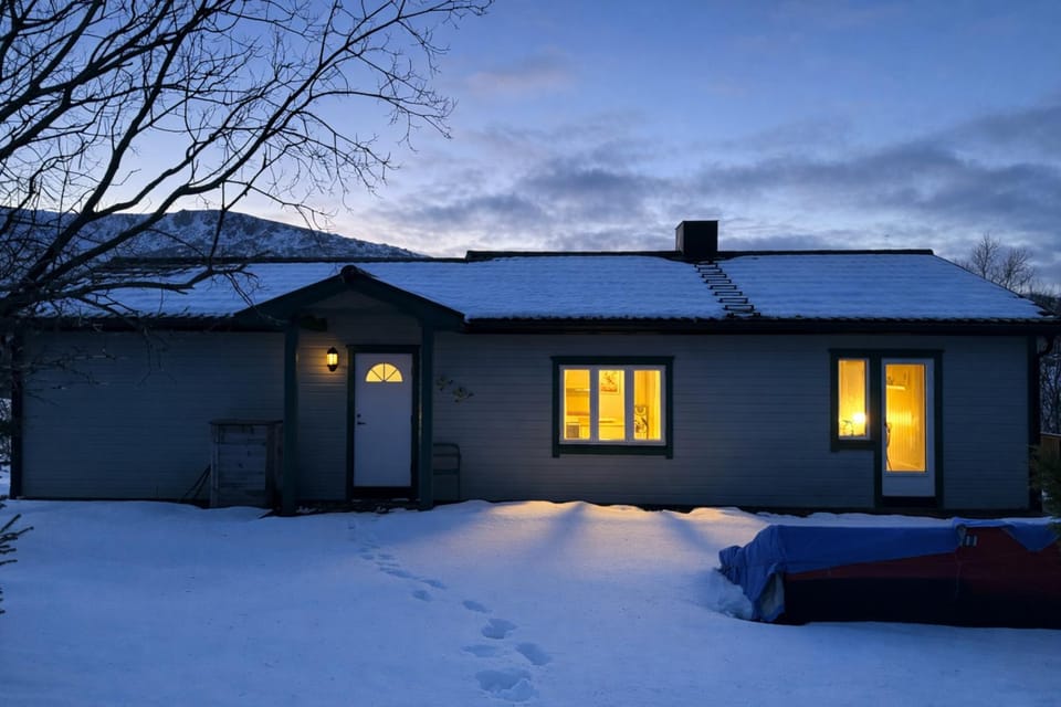 Property building, Facade/entrance, Winter, View (from property/room), Sunset