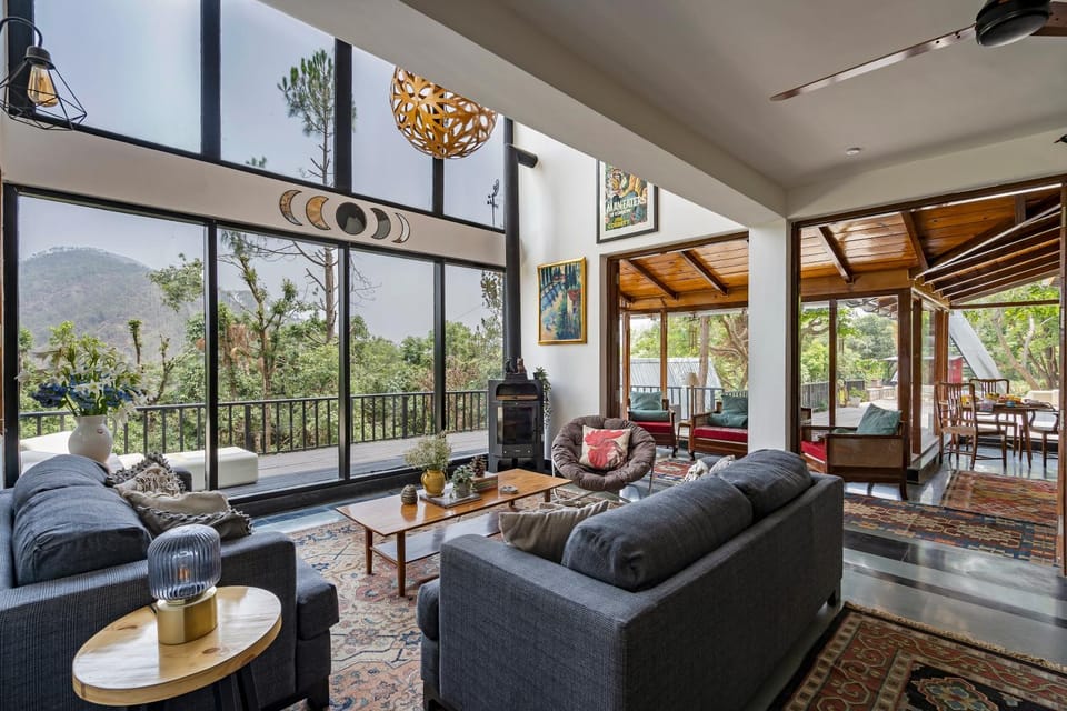 Natural landscape, Living room, Seating area, Mountain view