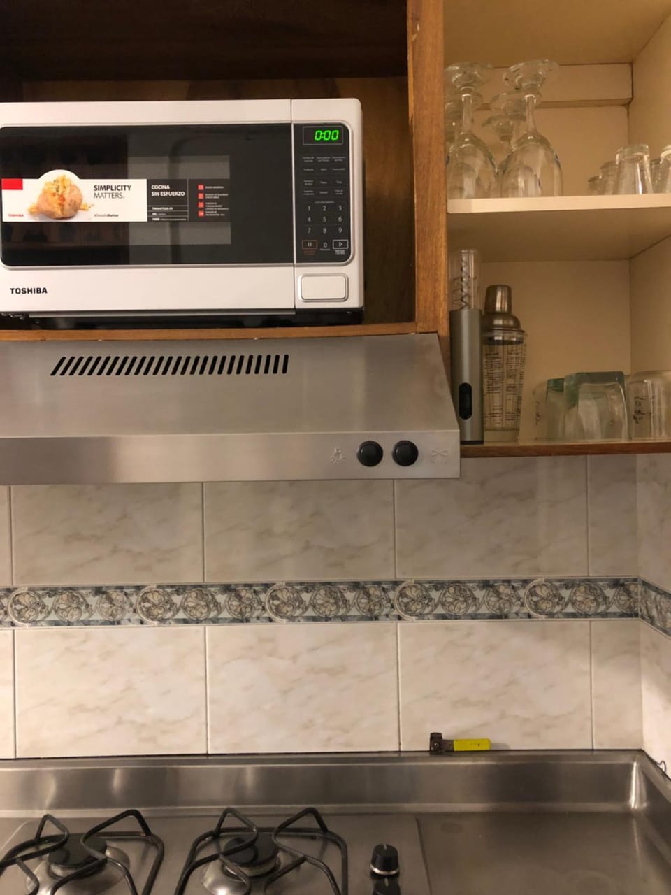 Kitchen or kitchenette, microwave