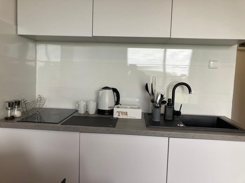 Kitchen or kitchenette, stove