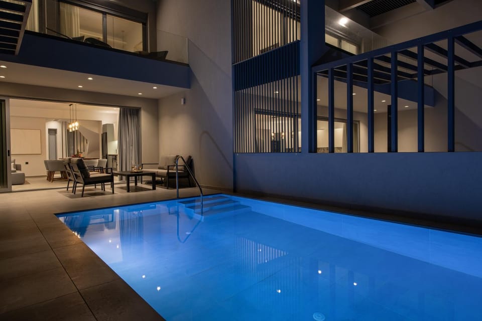 Night, Pool view, Swimming pool