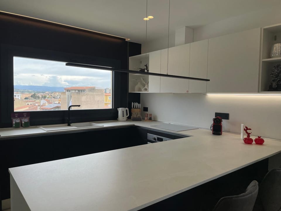 Kitchen or kitchenette, stove