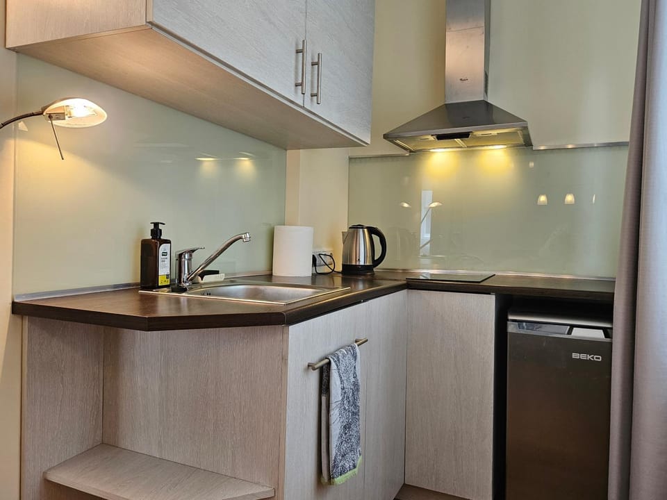 Coffee/tea facilities, Kitchen or kitchenette, stove