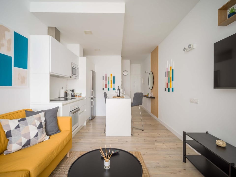 Living room, kitchen