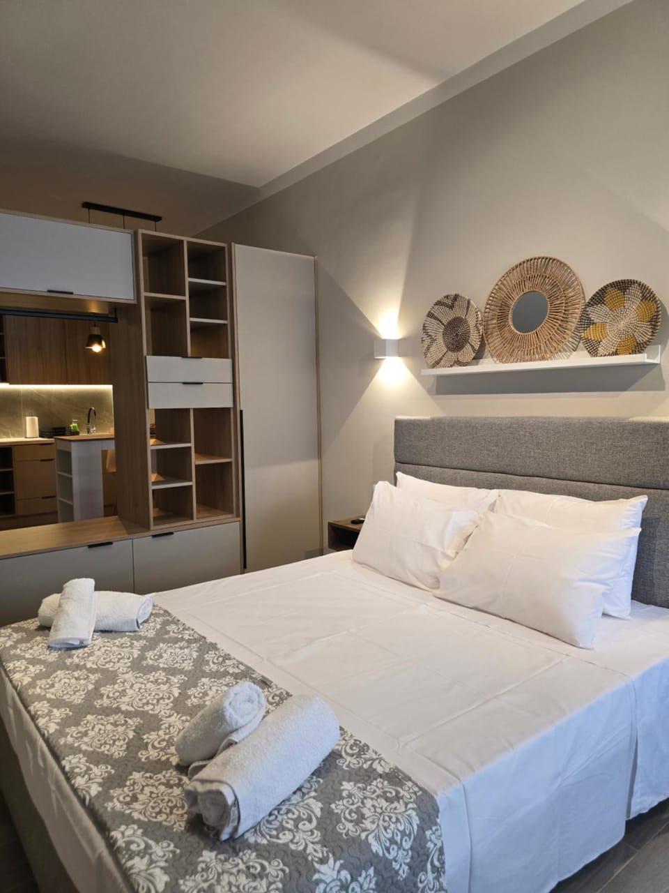 Bed, Photo of the whole room, Bedroom, towels, wardrobe