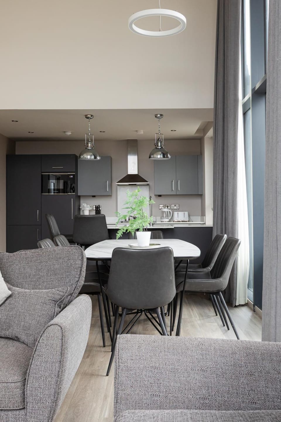 Kitchen or kitchenette, Living room, Dining area