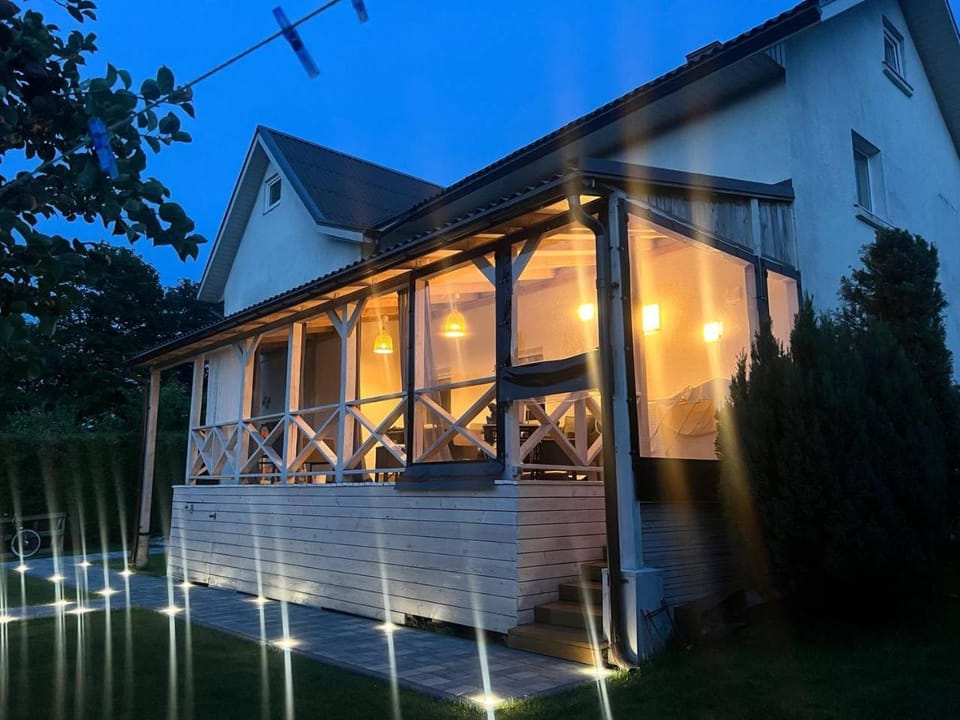 Property building, Night, Garden, Garden view