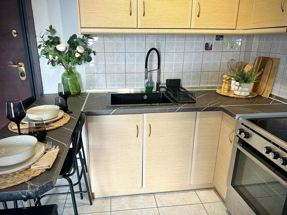 Kitchen or kitchenette, Dining area, stove