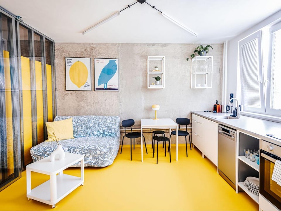 Living room, kitchen