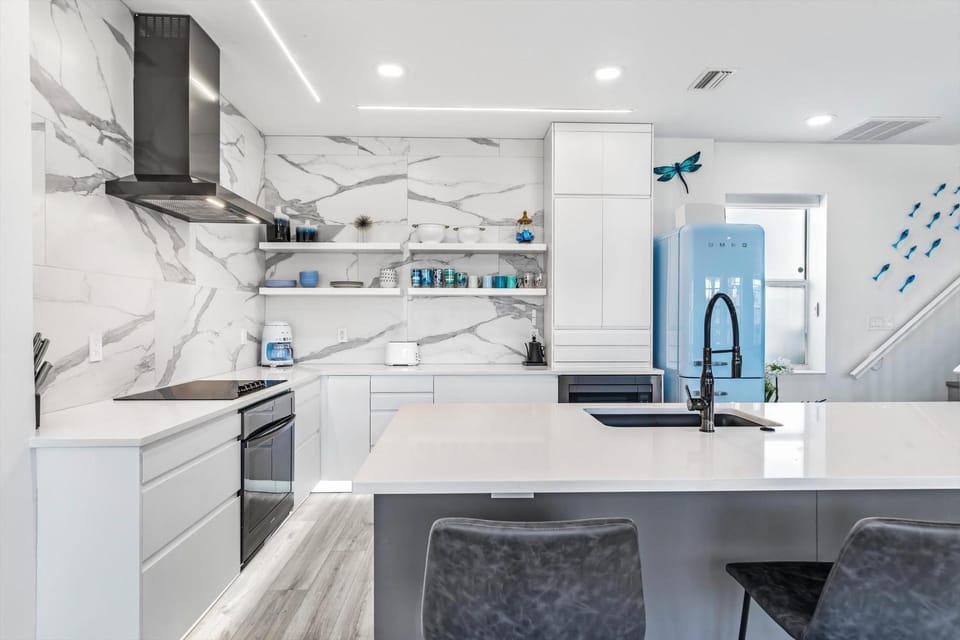Kitchen or kitchenette, stove