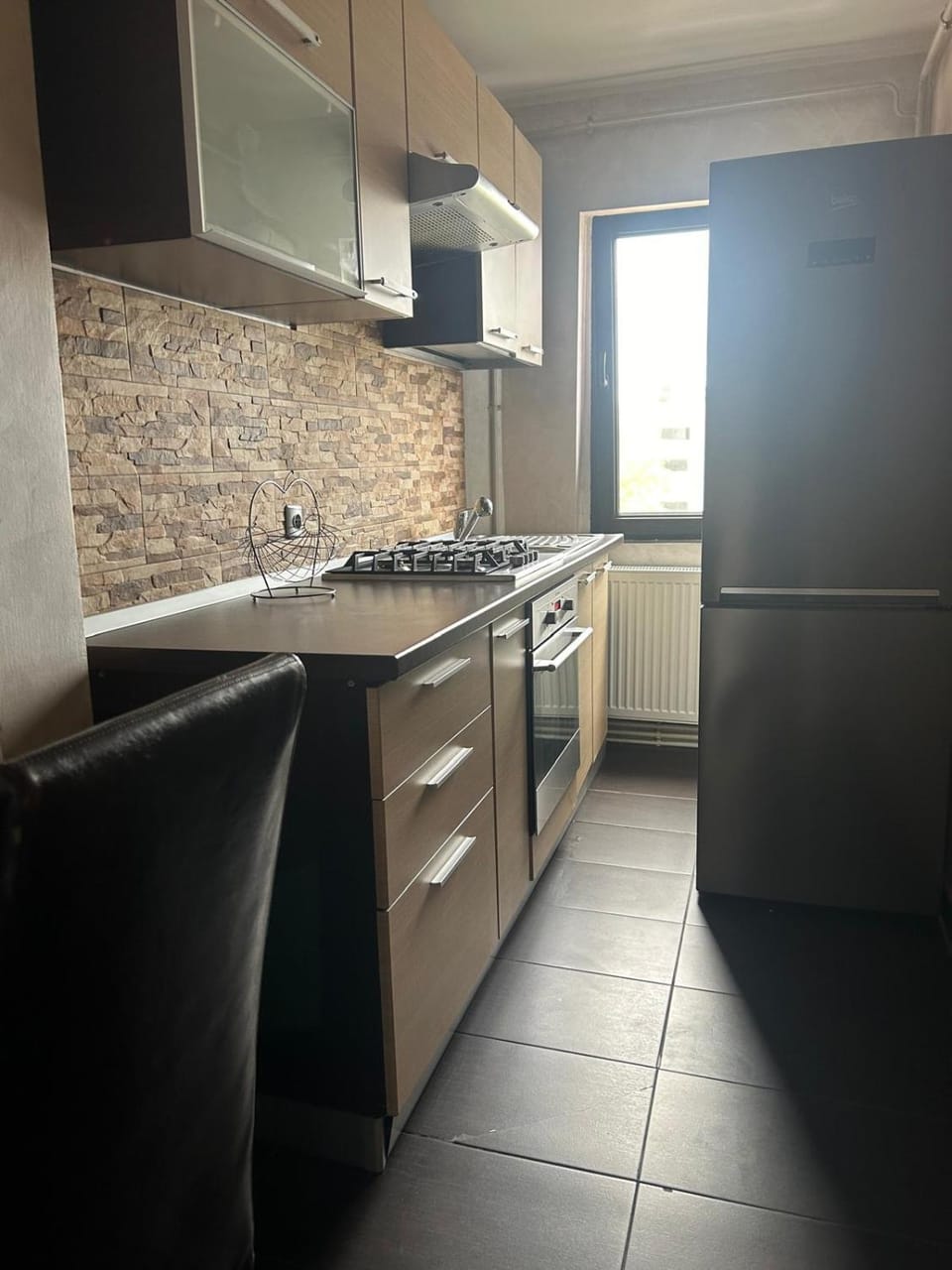 Kitchen or kitchenette, oven, stove