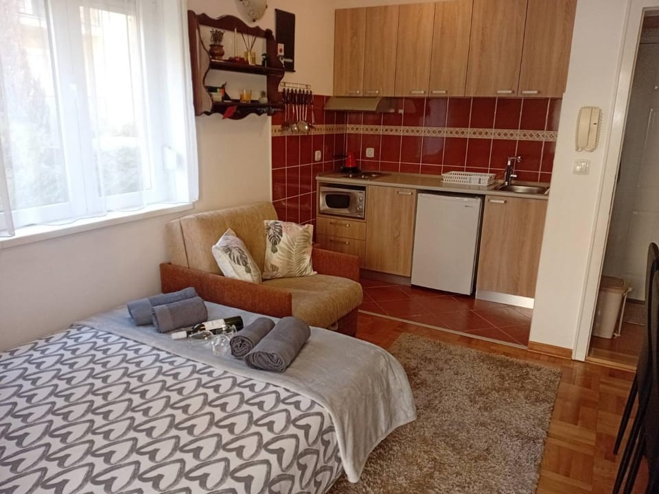 Bed, Kitchen or kitchenette, Photo of the whole room, oven, stove