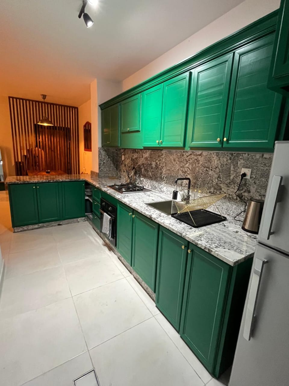 Kitchen or kitchenette, stove