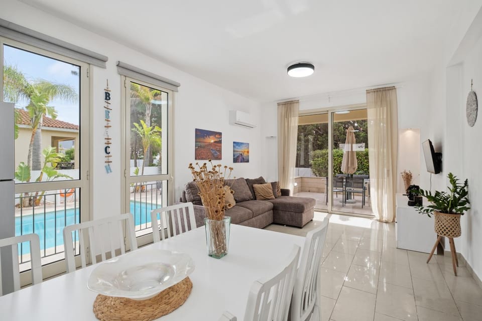 Patio, Living room, Seating area, Dining area, Pool view, Swimming pool
